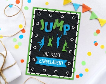 Einladungskarten zum Kindergeburtstag Jump Trampolin Einladungen für Geburtstag Mädchen Jungen Motto-Party Geburtstagseinladungen