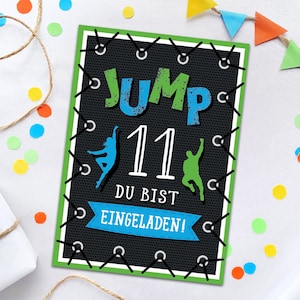 Einladungskarten zum 11. Kindergeburtstag Jump Trampolin Einladungen zum elften Geburtstag Mädchen Jungen Motto-Party Geburtstagseinladungen