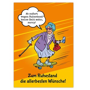 Abschiedskarte für Kollegin Chefin in XXL-Format (A4) mit Umschlag lustige Glückwunschkarte für Ruhestand Rente für Arbeitskollegin Kollege