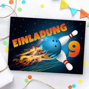 Einladungskarten zum 9. Kindergeburtstag Bowling Einladungen zum neunten Geburtstag Jungen Mädchen Motto-Party Geburtstagseinladungen Kegeln