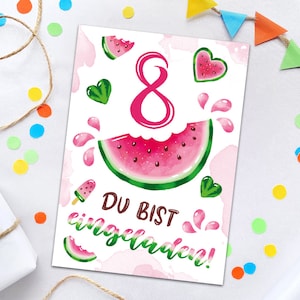 Einladungskarten zum 8. Kindergeburtstag Donuts Einladungen zum achten für Mädchen Geburtstagseinladungen für Mädchengeburtstag