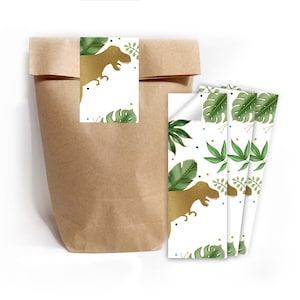 Geschenktüten Papiertüten mit Kindermotiv Dino Dinosaurier für Mitgebsel / Gastgeschenke Kindergeburtstag Jungsgeburtstag einpacken