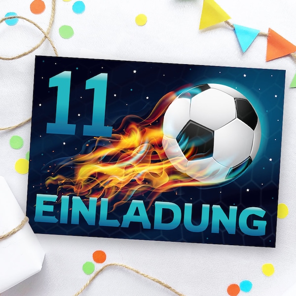 Einladungskarten zum 11. Kindergeburtstag Fussball Fußball Einladungen zum elften Geburtstag Jungen coole Geburtstagseinladungen für Jungs