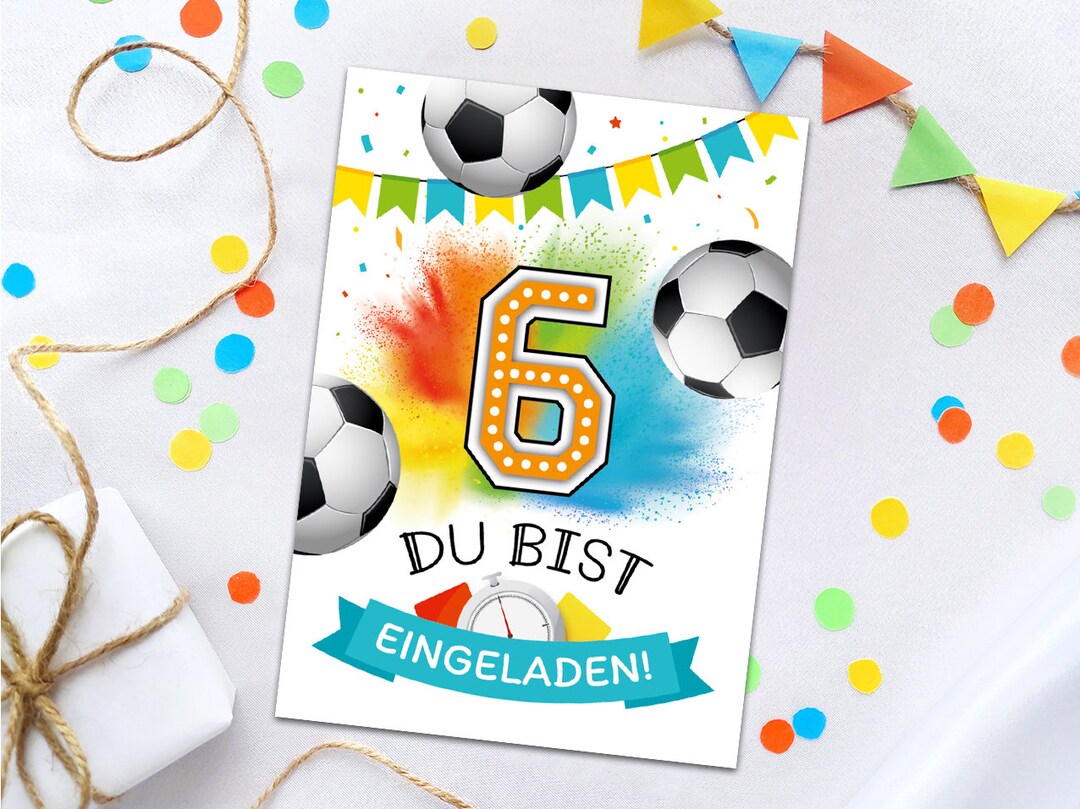 Einladungskarten zum 6. Kindergeburtstag Fussball Fußball Einladungen