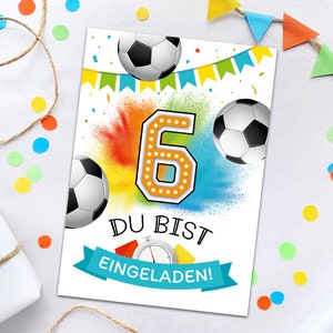 Einladungskarten zum 6. Kindergeburtstag Fussball Fußball Einladungen zum sechsten Geburtstag Jungen coole Geburtstagseinladungen für Jungs