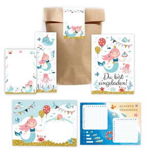 Einladungskarten zum Kindergeburtstag Meerjungfrau Einladungen für Geburtstag Mädchen Gastgeschenke Geschenktüten mit Schiffe versenken