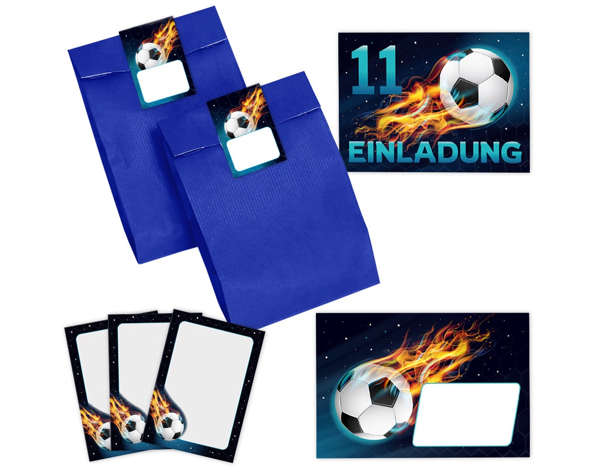 EUDOSI Fußball-Geburtstagseinladungen – 20 Karten Mit Umschlägen, Doppelseitig, Zum Ausfüllen