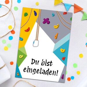 Einladungskarten zum Kindergeburtstag zum Klettern Bouldern Einladungen für Geburtstag Mädchen Jungen Motto-Party Geburtstagseinladungen