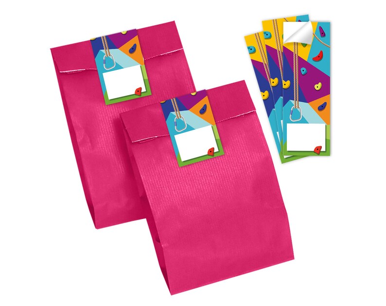 Sacs cadeaux Sacs en papier avec motif d'enfant Escalade Bouldering pour cadeaux / cadeaux de fête pour les anniversaires d'enfants pour filles et garçons image 5