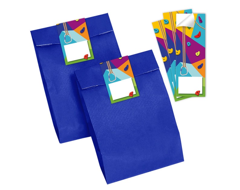 Sacs cadeaux Sacs en papier avec motif d'enfant Escalade Bouldering pour cadeaux / cadeaux de fête pour les anniversaires d'enfants pour filles et garçons image 3