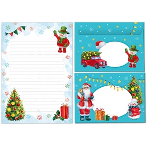 Briefpapier-Set Weihnachten Briefblock mit Umschlägen Kinder Weihnachtsbriefpapier Mädchen Jungen (Block A5 mit 25 Blätter + 15 Umschläge)