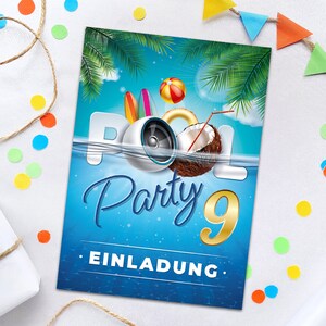 Einladungskarten zum 9. Kindergeburtstag Schwimmbad Pool-Party Einladungen zum neunten Geburtstag Mädchen Jungen Geburtstagseinladungen