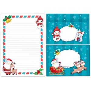 Briefpapier-Set Weihnachten Briefblock mit Umschlägen Kinder Weihnachtsbriefpapier Mädchen Jungen (Block A5 mit 25 Blätter + 15 Umschläge)