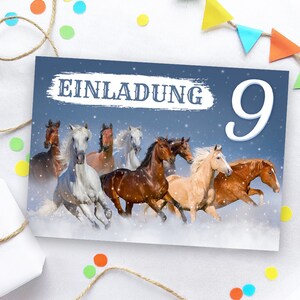 Einladungskarten zum 9. Kindergeburtstag Pferd Einladungen zum neunten Geburtstag für Mädchen Geburtstagseinladungen für Mädchengeburtstag