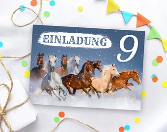 Einladungskarten zum 9. Kindergeburtstag Pferd Einladungen zum neunten Geburtstag für Mädchen Geburtstagseinladungen für Mädchengeburtstag