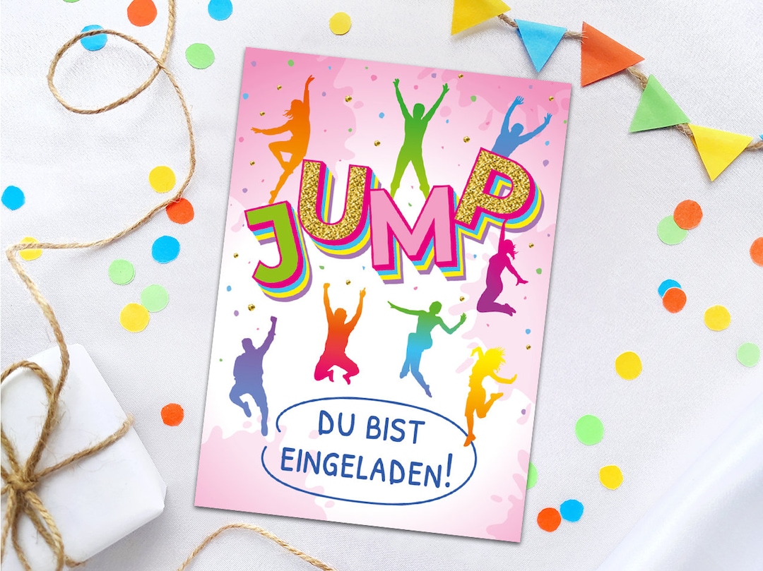 Minkocards 8 Einladungskarten Für Den 8. Geburtstag – Trampolin-Motiv, Stabil & UV-veredelt, A6