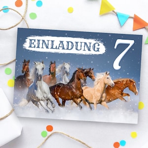 Einladungskarten zum 7. Kindergeburtstag Pferd Einladungen zum siebteb Geburtstag für Mädchen Geburtstagseinladungen für Mädchengeburtstag