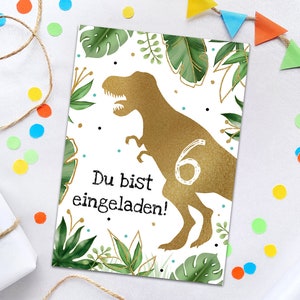 Einladungskarten zum 6. Kindergeburtstag Dino Dinosaurier Einladungen zum sechsten Geburtstag Jungen Geburtstagseinladungen für Jungs
