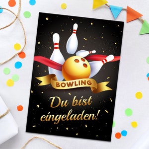 Einladungskarten zum Kindergeburtstag Bowling Einladungen für Geburtstag Jungen Mädchen Motto-Party Geburtstagseinladungen Kegeln
