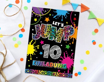 Einladungskarten zum 10. Kindergeburtstag Jump Trampolin Einladungen zum zehnten Geburtstag Mädchen Motto-Party Geburtstagseinladungen