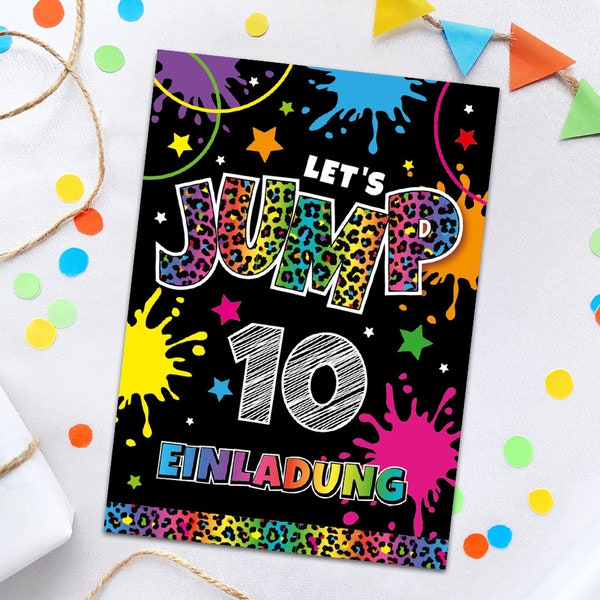 Einladungskarten zum 10. Kindergeburtstag Jump Trampolin Einladungen zum zehnten Geburtstag Mädchen Motto-Party Geburtstagseinladungen