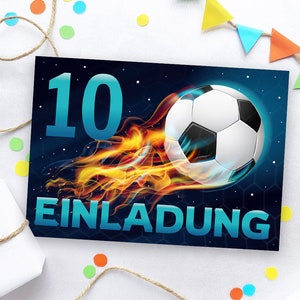 Einladungskarten zum 10. Kindergeburtstag Fussball Fußball Einladungen zum zehnten Geburtstag Jungen coole Geburtstagseinladungen für Jungs