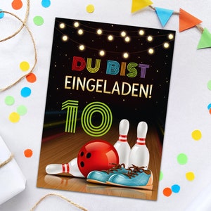 Einladungskarten zum 10 Kindergeburtstag Bowling Einladungen zum zehnten Geburtstag Jungen Mädchen Motto-Party Geburtstagseinladungen Kegeln