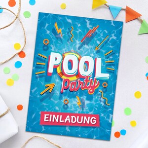 Einladungskarten zum Kindergeburtstag Schwimmbad Einladungen für Geburtstag Mädchen Jungen Motto-Party Geburtstagseinladungen