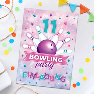 Einladungskarten zum 11. Kindergeburtstag Bowling Einladungen zum elften Geburtstag Mädchen Motto-Party Geburtstagseinladungen Kegeln