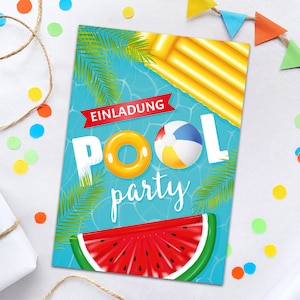 Einladungskarten zum Kindergeburtstag Schwimmbad Einladungen für Geburtstag Mädchen Jungen Motto-Party Geburtstagseinladungen