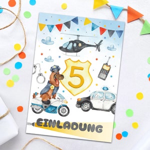 Einladungskarten zum 5. Kindergeburtstag Polizei Detektiv Einladungen zum fünften Geburtstag Jungen Geburtstagseinladungen für Jungs