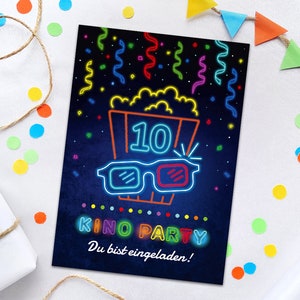 Einladungskarten zum 10. Kindergeburtstag Kino Einladungen zum zehnten Geburtstag Jungen Mädchen Motto-Party Geburtstagseinladungen