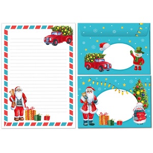 Briefpapier-Set Weihnachten Briefblock mit Umschlägen Kinder Weihnachtsbriefpapier Mädchen Jungen (Block A5 mit 25 Blätter + 15 Umschläge)