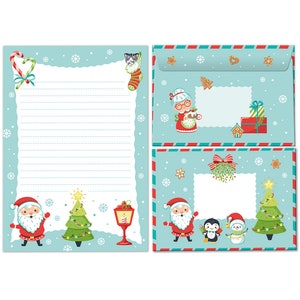 Briefpapier-Set Weihnachten Briefblock mit Umschlägen Kinder Weihnachtsbriefpapier Mädchen Jungen (Block A5 mit 25 Blätter + 15 Umschläge)
