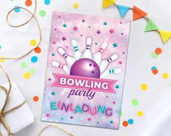 Einladungskarten zum Kindergeburtstag Bowling Einladungen für Geburtstag Mädchen Motto-Party Geburtstagseinladungen Kegeln