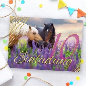 Einladungskarten zum 10. Kindergeburtstag Pferd Einladungen zum zehnten Geburtstag für Mädchen Geburtstagseinladungen für Mädchengeburtstag