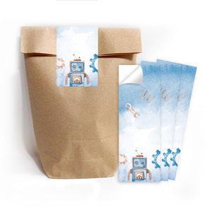 Geschenktüten Papiertüten mit Kindermotiv Roboter für Mitgebsel / Gastgeschenke bei Kindergeburtstag Hochzeit Jungsgeburtstag einpacken