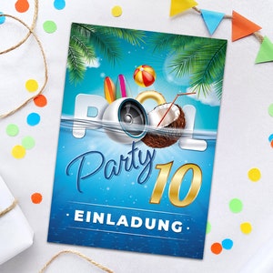 Einladungskarten zum 10. Kindergeburtstag Schwimmbad Pool-Party Einladungen zum zehnten Geburtstag Mädchen Jungen Geburtstagseinladungen