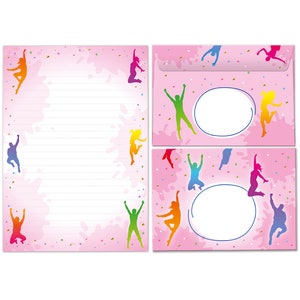 Briefpapier-Set Briefblock mit Umschlägen Jump für Kinder Jungen Mädchen (Block A5 mit 25 Blätter + 15 Umschläge) liniert Kindermotiv