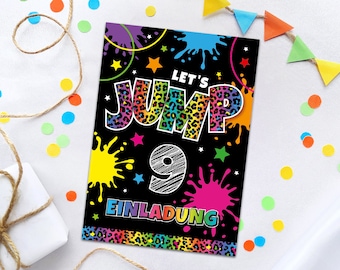 Einladungskarten zum 9. Kindergeburtstag Jump Trampolin Einladungen zum neunten Geburtstag Mädchen Motto-Party Geburtstagseinladungen