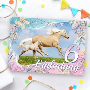 Einladungskarten zum 6. Kindergeburtstag Pferd Einladungen zum sechsten Geburtstag für Mädchen Geburtstagseinladungen für Mädchengeburtstag