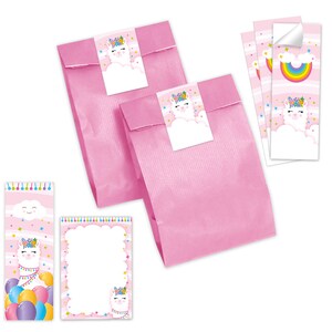 Mitgebsel-Set Tüten + Mini-Notizblöcke + Lesezeichen + Aufkleber kleine Geschenke Gastgeschenke für Kindergeburtstag für Mädchen Lama