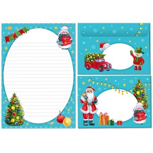 Briefpapier-Set Weihnachten Briefblock mit Umschlägen Kinder Weihnachtsbriefpapier Mädchen Jungen (Block A5 mit 25 Blätter + 15 Umschläge)