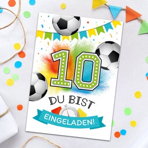Einladungskarten zum 10. Kindergeburtstag Fussball Fußball Einladungen zum zehnten Geburtstag Jungen coole Geburtstagseinladungen für Jungs