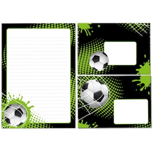Briefpapier-Set Briefblock mit Umschlägen Fussball Fußball für Kinder Jungen (Block A5 mit 25 Blätter + 15 Umschläge) liniert Kindermotiv