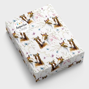 Geschenkpapier Pferd Kindermotiv für kleine Geschenke für Kindergeburtstag Weihnachten (A3-Format incl. Aufkleber und Verschlusspunkte)