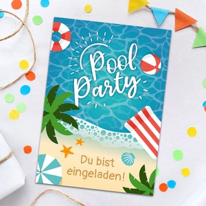 Einladungskarten zum Kindergeburtstag Schwimmbad Einladungen für Geburtstag Mädchen Jungen Motto-Party Geburtstagseinladungen