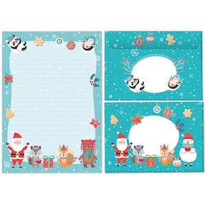 Briefpapier-Set Weihnachten Briefblock mit Umschlägen Kinder Weihnachtsbriefpapier Mädchen Jungen (Block A5 mit 25 Blätter + 15 Umschläge)