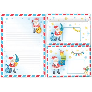 Briefpapier-Set Weihnachten Briefblock mit Umschlägen Kinder Weihnachtsbriefpapier Mädchen Jungen (Block A5 mit 25 Blätter + 15 Umschläge)