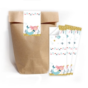Geschenktüten Papiertüten Kindermotiv Meerjungfrau für Mitgebsel / Gastgeschenke bei Kindergeburtstag Hochzeit Mädchengeburtstag einpacken